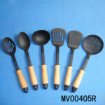 13In Nylon Cooking Utensils W/Wooden Handle 6 Astd.Tag