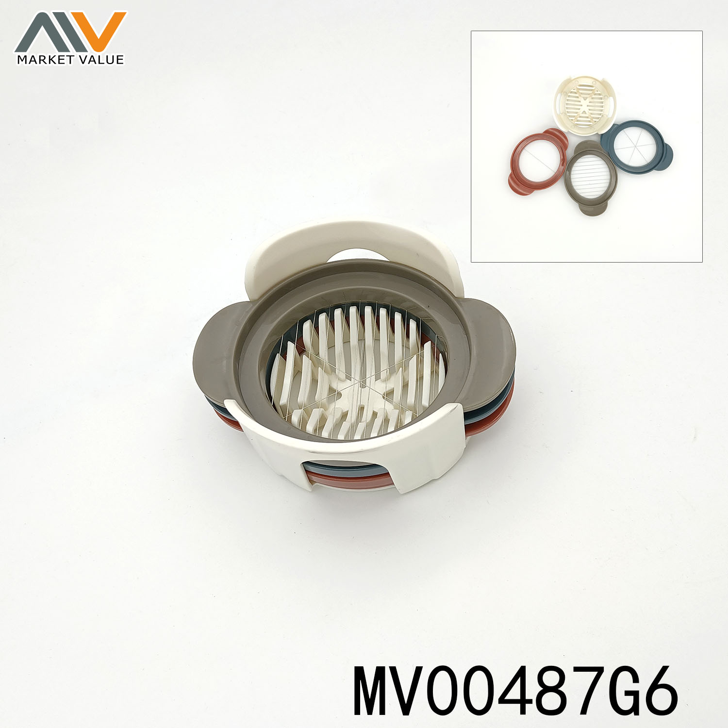 MV00487G6 3 In 1 Plastic Egg Slicer In Colour Box