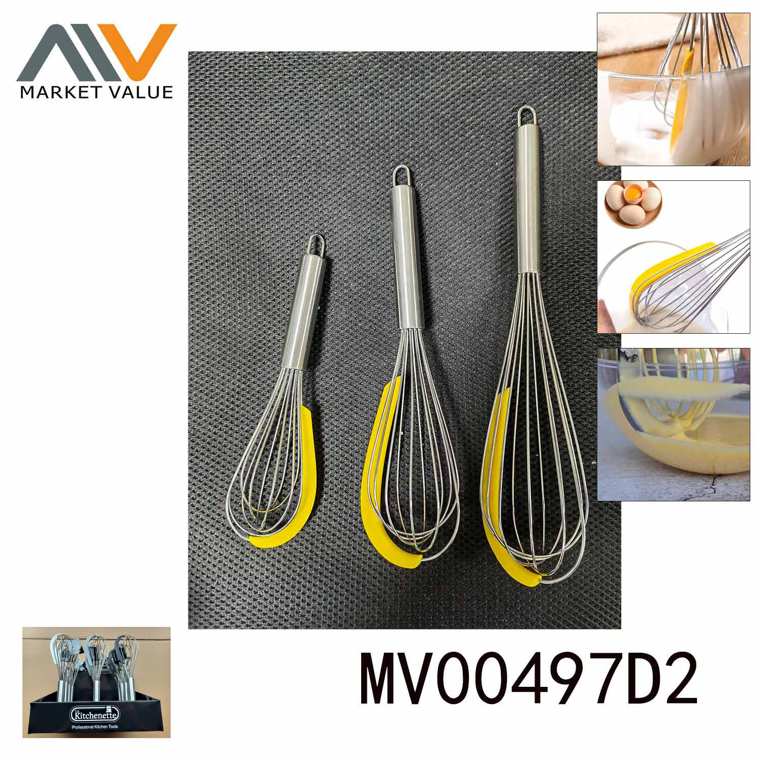 MV00497D2 10In S/S Egg Beater & Silicone Scrape T/C