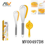 3Pcs S/S Egg Beater & Silicone Scrape Set In Box
