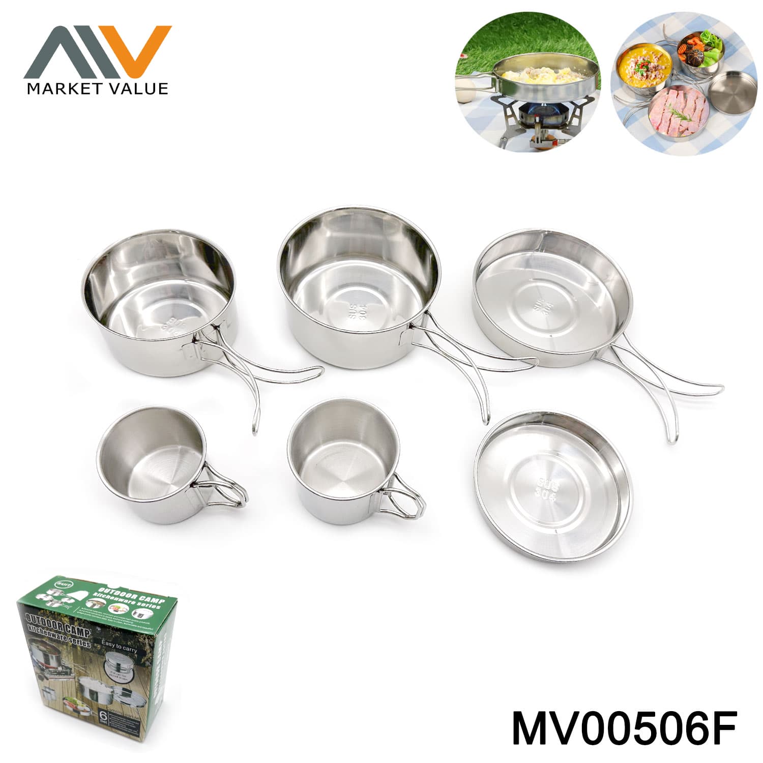 MV00506F 6 Pcs Ss Outdoor Tableware In Colour Box
