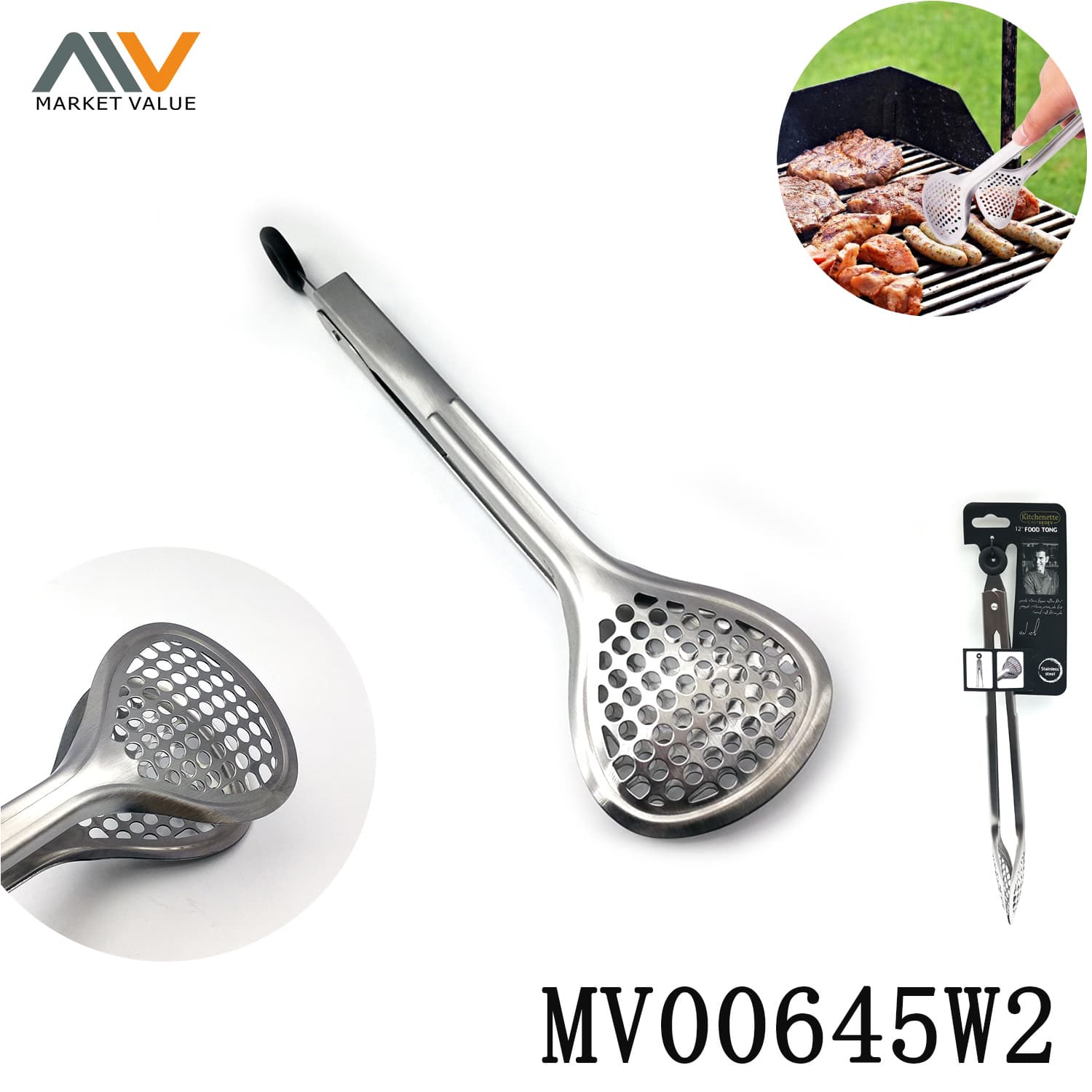 MV00645W2 9" S/S Food Tong