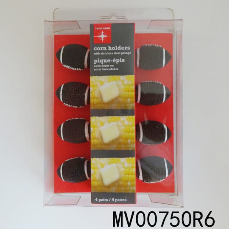 8Pcs Corn Fork Set W/Rugby Ball Resin Handle In Pvc Box