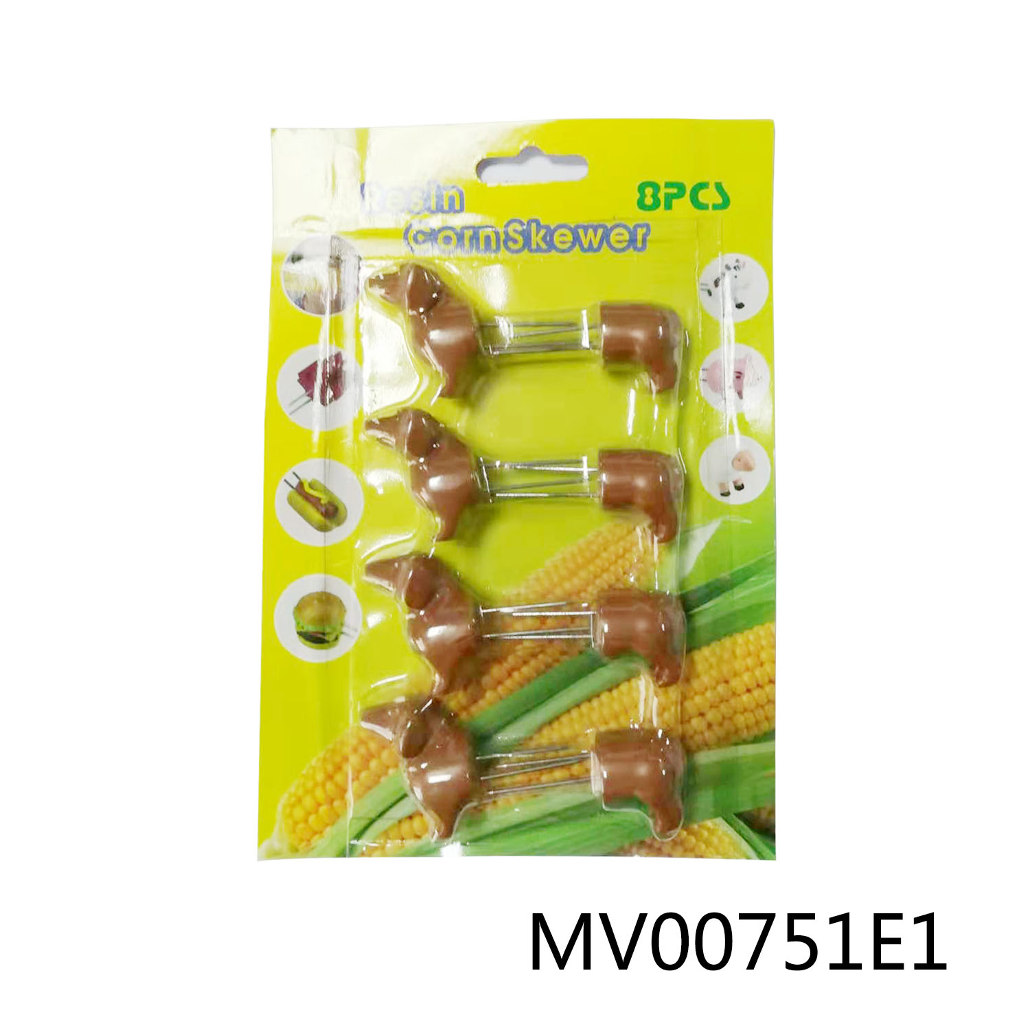 MV00751E1 8Pcs Corn Fork Set With Dog Shaped Resin Handle