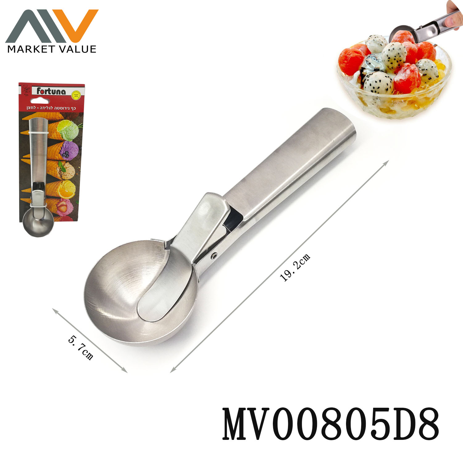 MV00805D8 S.S.Ice-Cream Spoon Jamboo ,T/C
