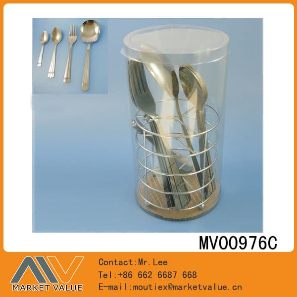 MV00976C 19Pcs Cutlery Set + Wire Rack In Pvc Box