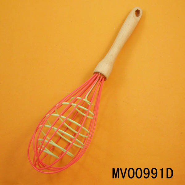 MV00991D 12" Wooden Handle Silicone Egg Beater