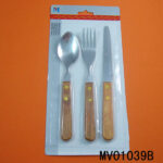 3Pcs Cutlery W/Wood Handle