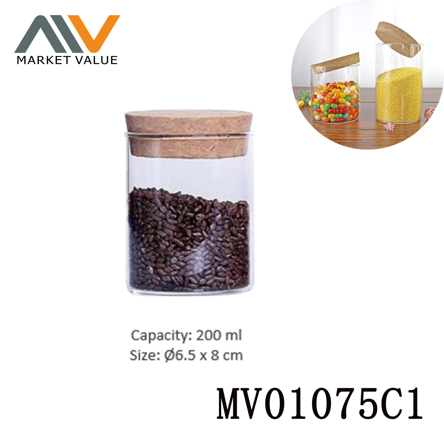 MV01075C1 200Ml Glass Sealed Storage Tank In Box