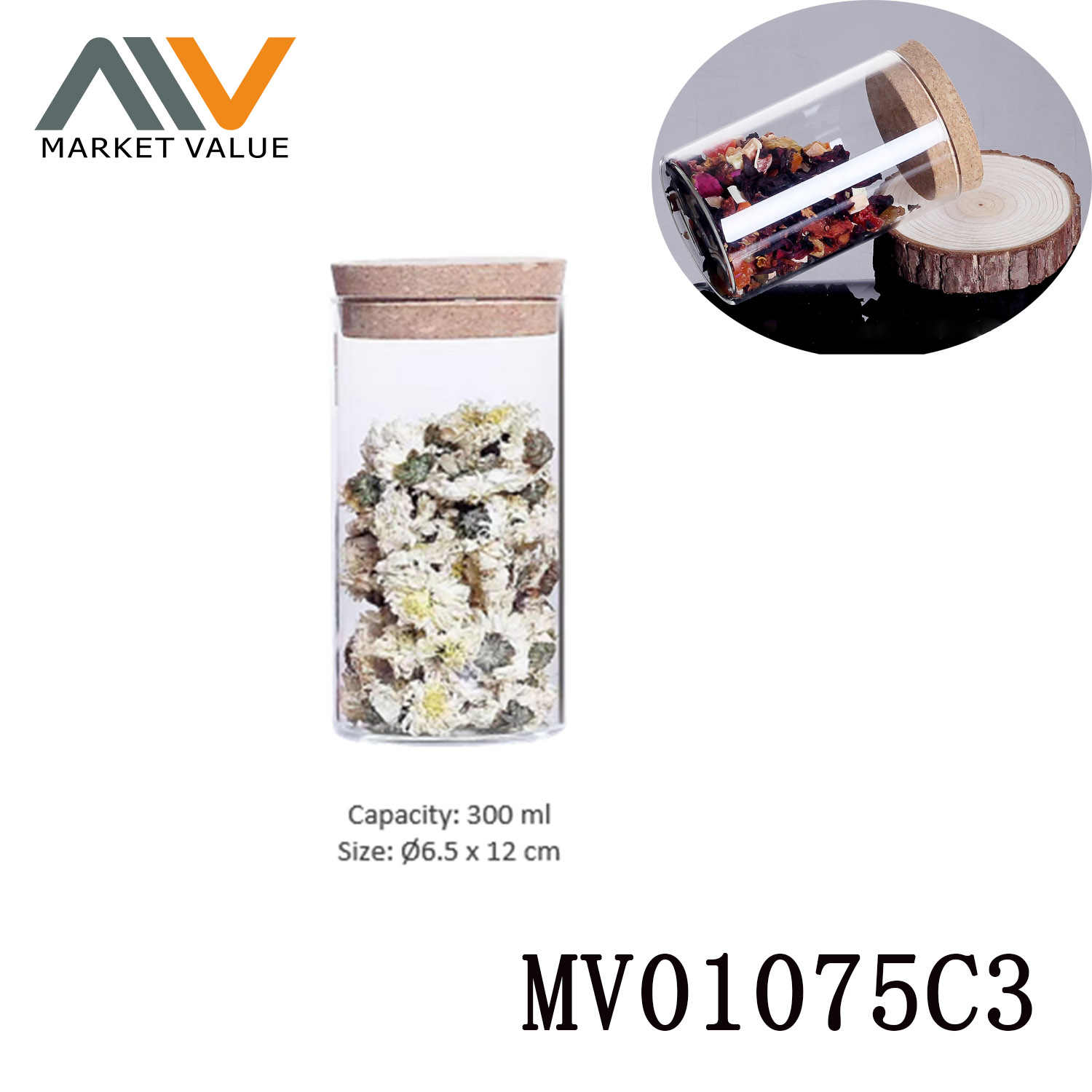MV01075C3 300Ml Glass Sealed Storage Tank In Box