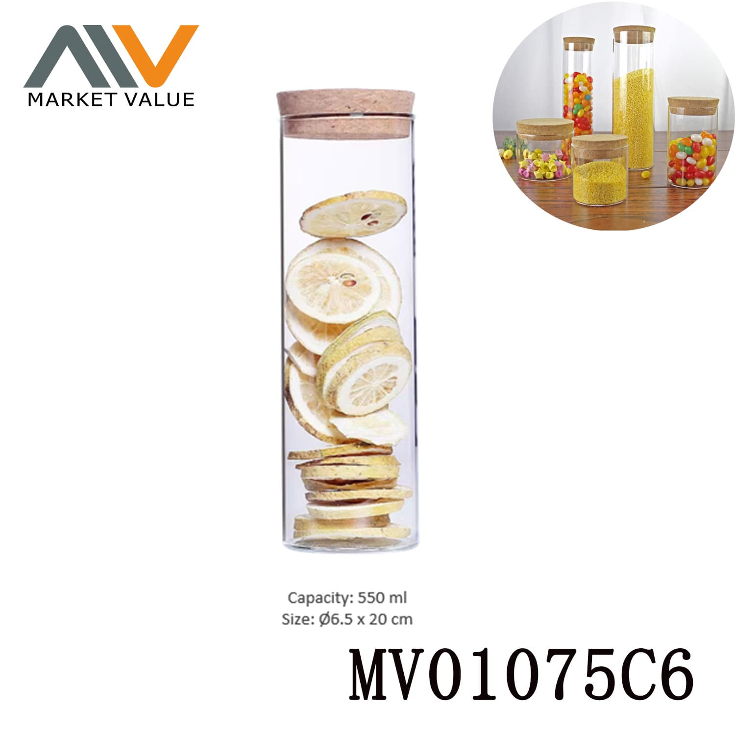 MV01075C6 550Ml Glass Sealed Storage Tank In Box