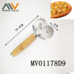 Pizza Cutter 2 Wheel With Wooden Bamboo Handle