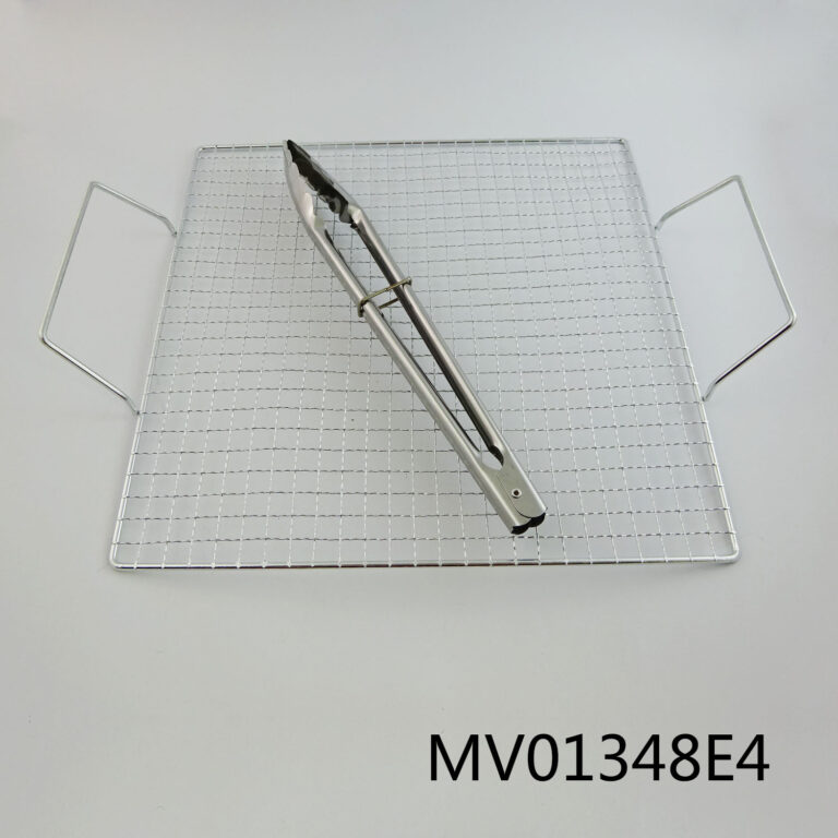 31X31Cm Square S/S Bbq Net+Food Tong
