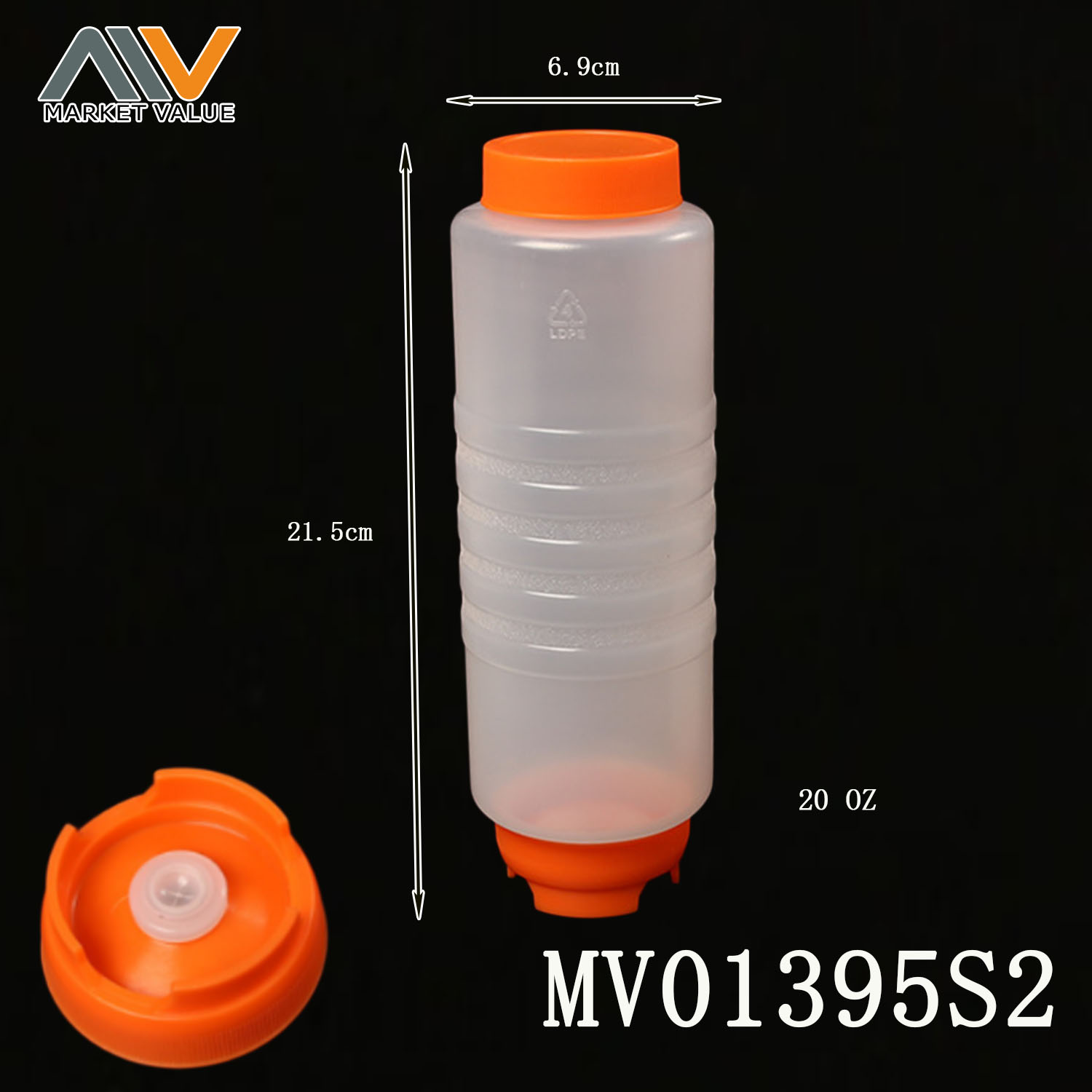 MV01395S2 20 Oz Plastic Double Head Sauce Bottle