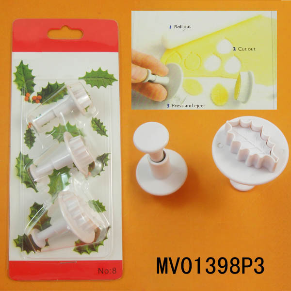 MV01398P3 3Pcs Plastic Cookie Mould/Leaves Cutter