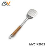 Ss Kitchen Tool Slotted Turner Wooden Looking Handle Tag