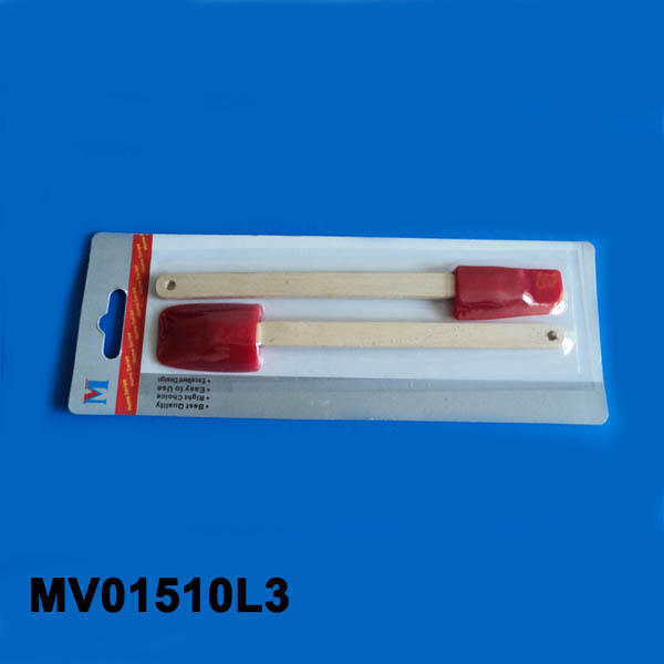 MV01510L3 2Pcs Wooden Handle Silicone Butter Knife