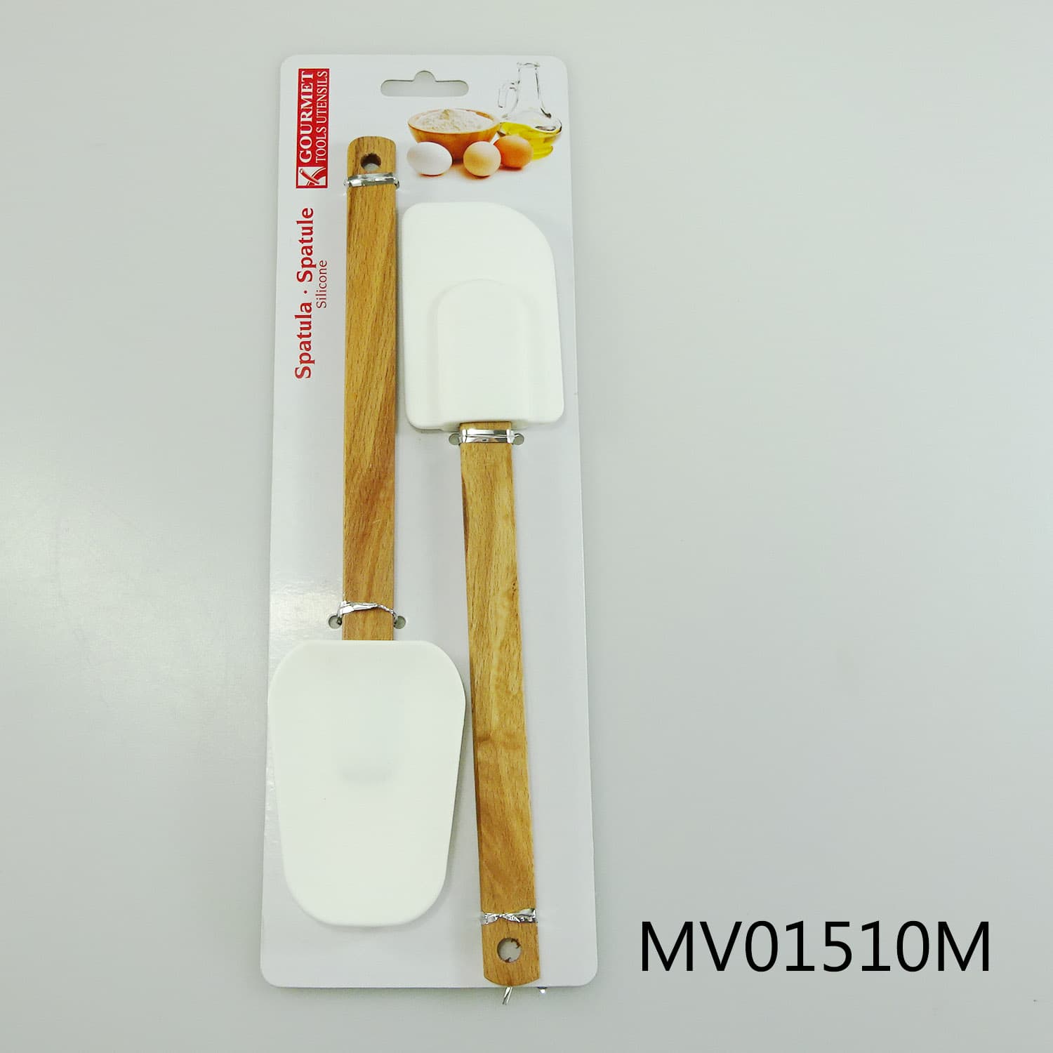 MV01510M 2Pcs Wooden Handle Silicone Butter Knife