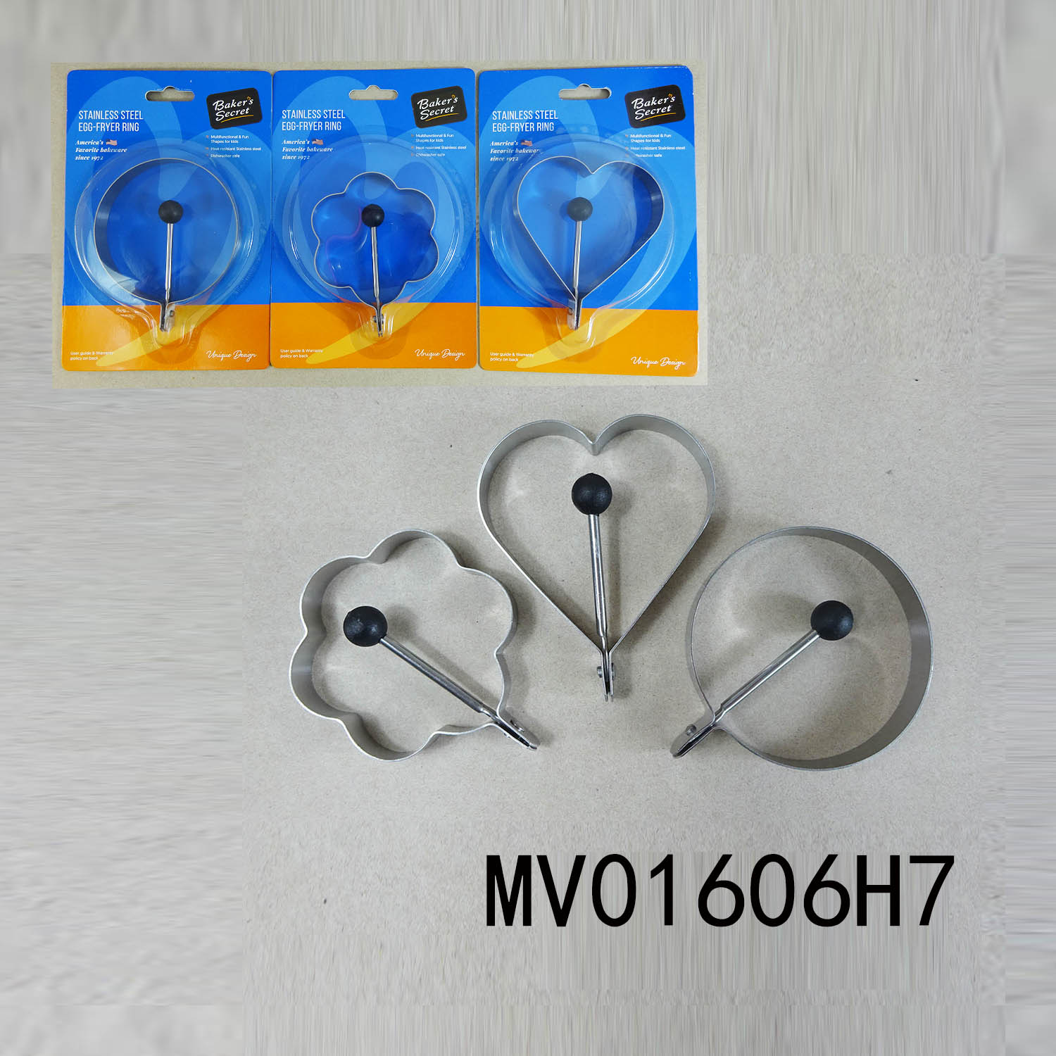 MV01606H7 Sets Of 3Pcs Egg Fryer Ring With Handle