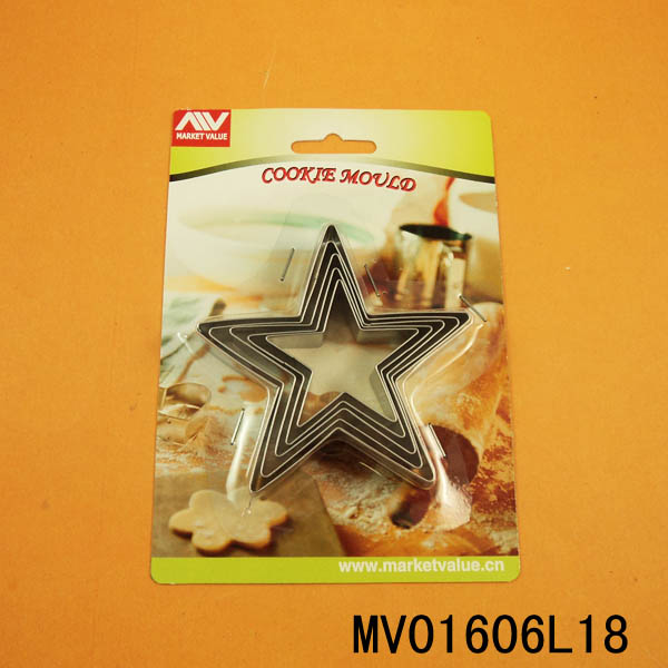 MV01606L18 5Pcs S/S Star Cookie Mould