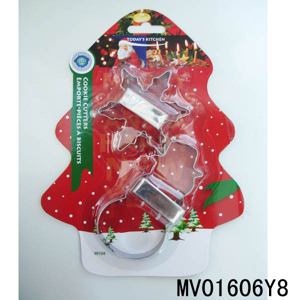 MV01606Y8 2Pcs S/S Cake Mould With Handle(Snowman+Snowdlake) B/C