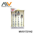24Pcs Ss Cutlery Set Full Ss With Abs Handle Mirror