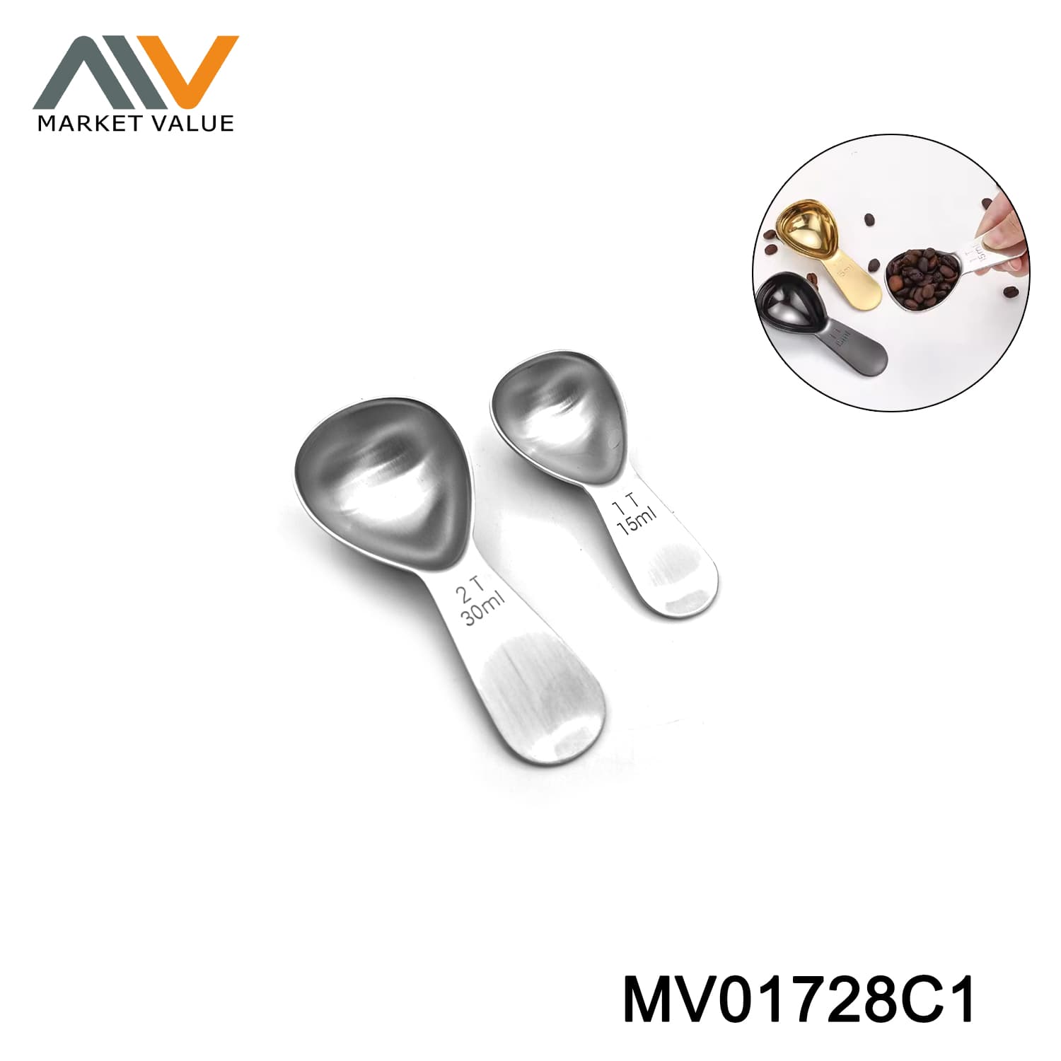 MV01728C1 2Pcs S/S Coffee Spoon