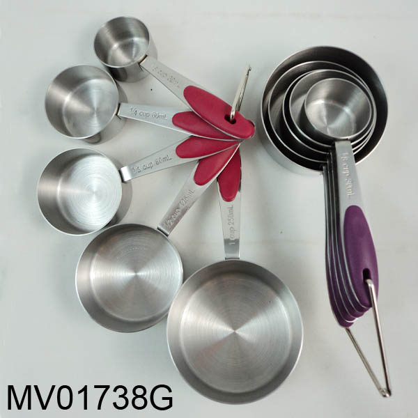 5Pcs Silicone Handle S/S Measuring Cup Set