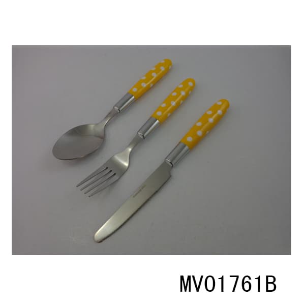 MV01761B S/S430 3Pcs Plastic Handle Cuttlery Set