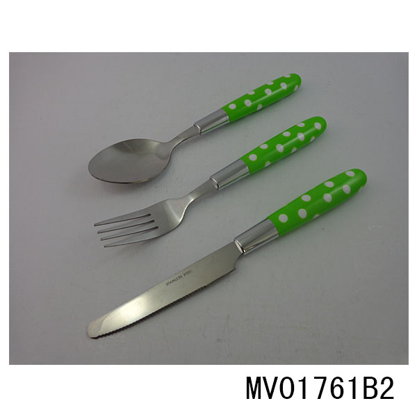 MV01761B2 S/S430 3Pcs Plastic Handle Cuttlery Set