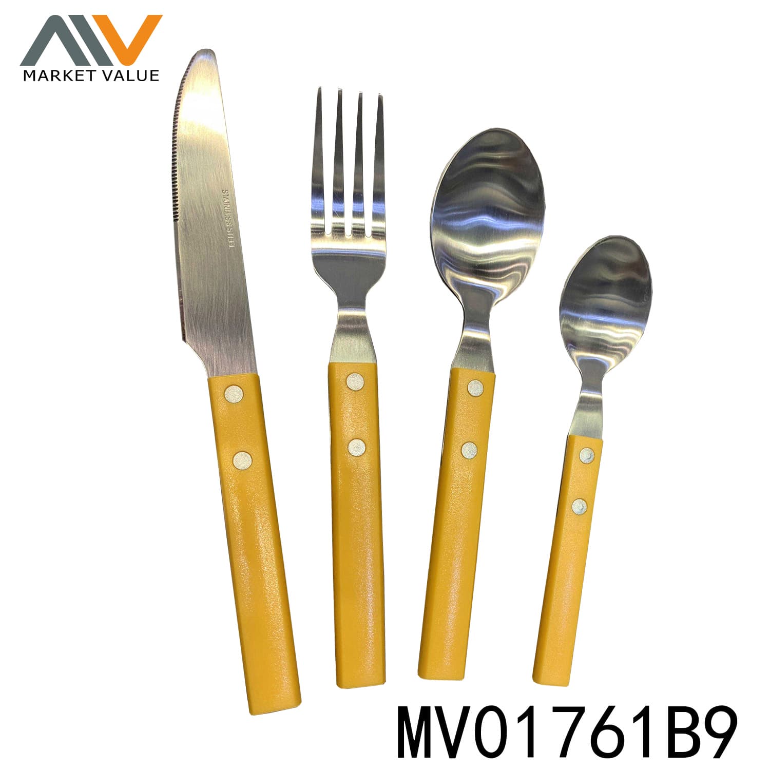 MV01761B9 4Pcs Cutlery(Half Tang) Set With Plastic Handle T/C