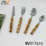 4Pcs 304 S/S Cutlery With Nature Bamboo Handle