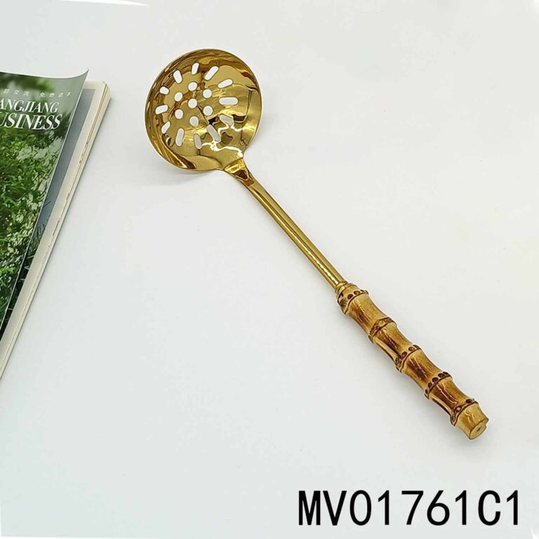 304 S/S Slotted Spoon With Nature Real Bamboo Handle