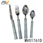 4Pcs Cutlery Set With Plastic Bamboo Handle