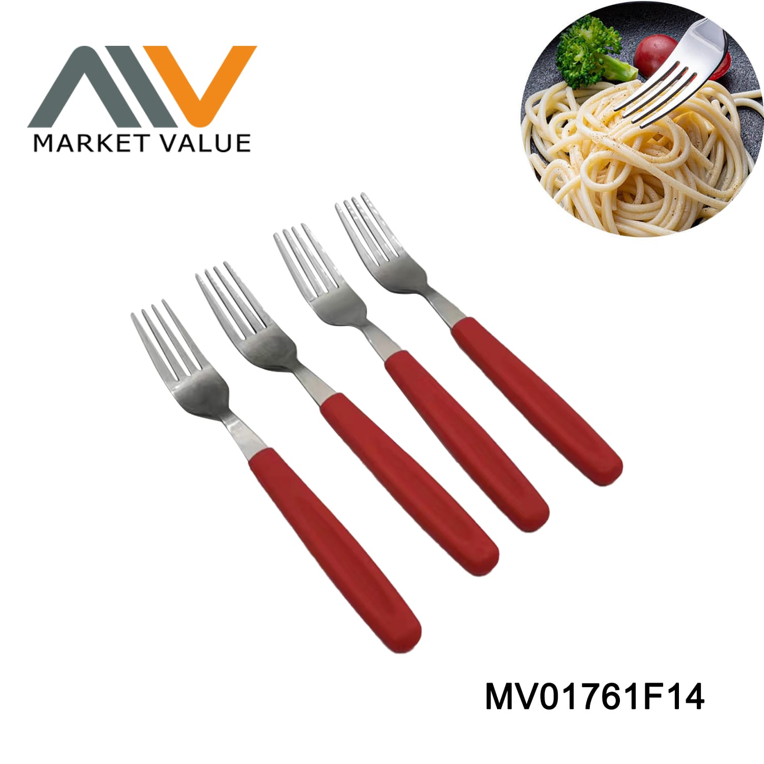 MV01761F14 Set Of 4 Pcs Fork With Pp Handle