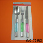 3Pcs Plastic Handle Cuttlery Set