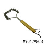 12" Spirals Steel Wire Oak Handle Clean Grill Brush