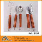 4Pca Kitchen Tools With Tube Handle In Brown Box