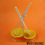 Wooden Spoon And Egg Beater W/ Stand In Colour Box