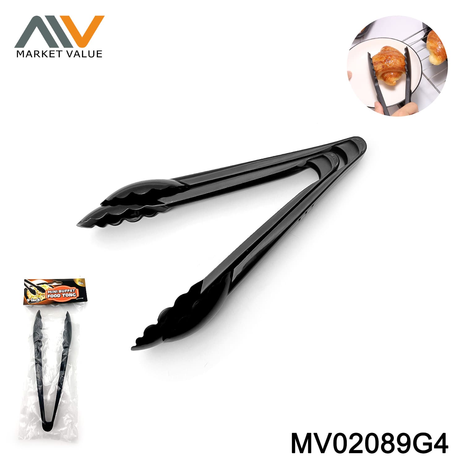 MV02089G4 2Pk 9 Inch Pp Food Tong