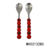 2Pcs S/S Salad Spoon In Brown Box