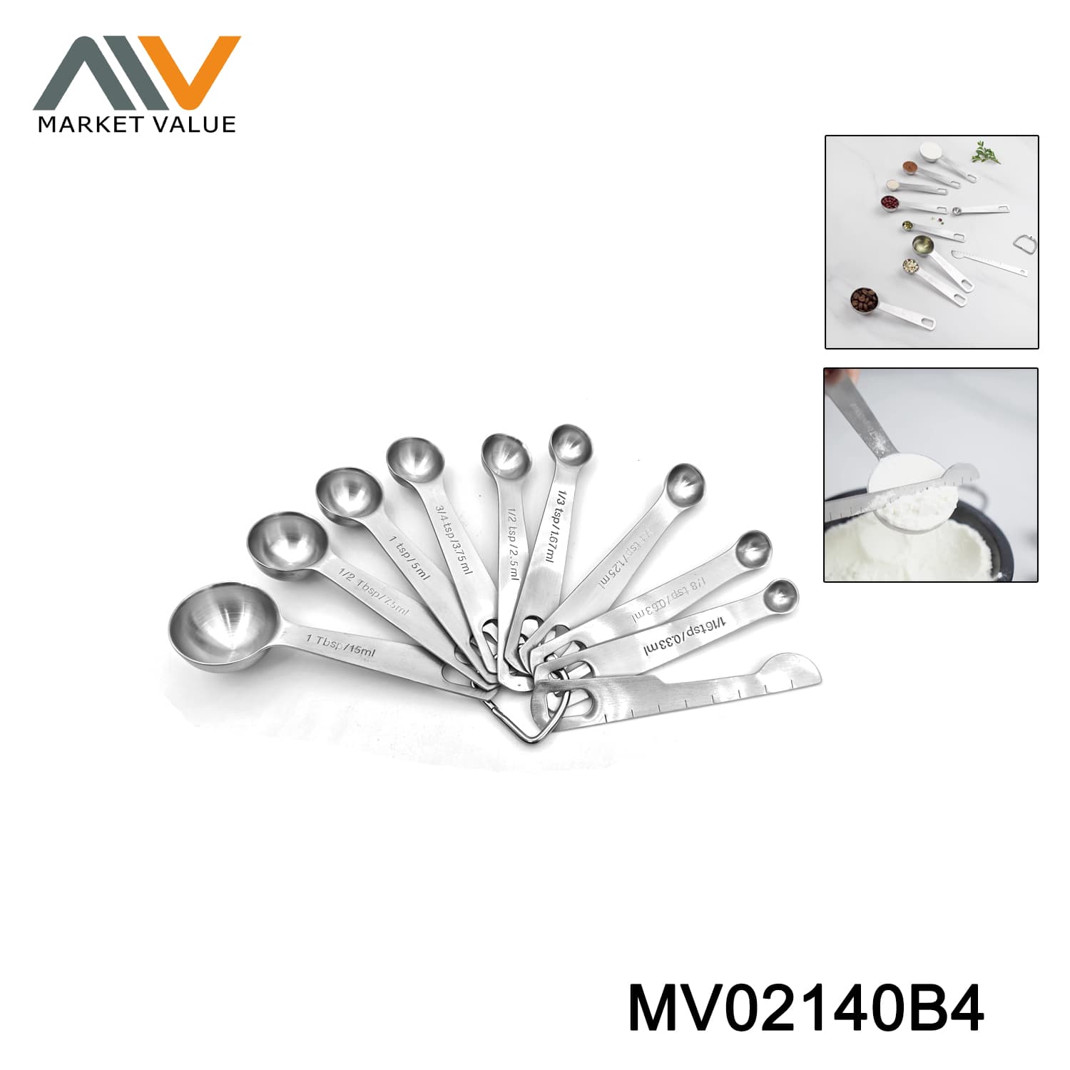 MV02140B4 10PC Measuring Spoons Set With Measuring Ruler