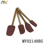 Set Of 4Pcs Silicone Scraper With Oak Handle
