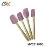 Set Of 4Pcs Silicone Scraper With Wooden Handle