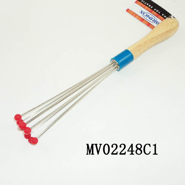 MV02248C1 11.5" 8 Line Egg Beater Silicone Bead Wooden Handle