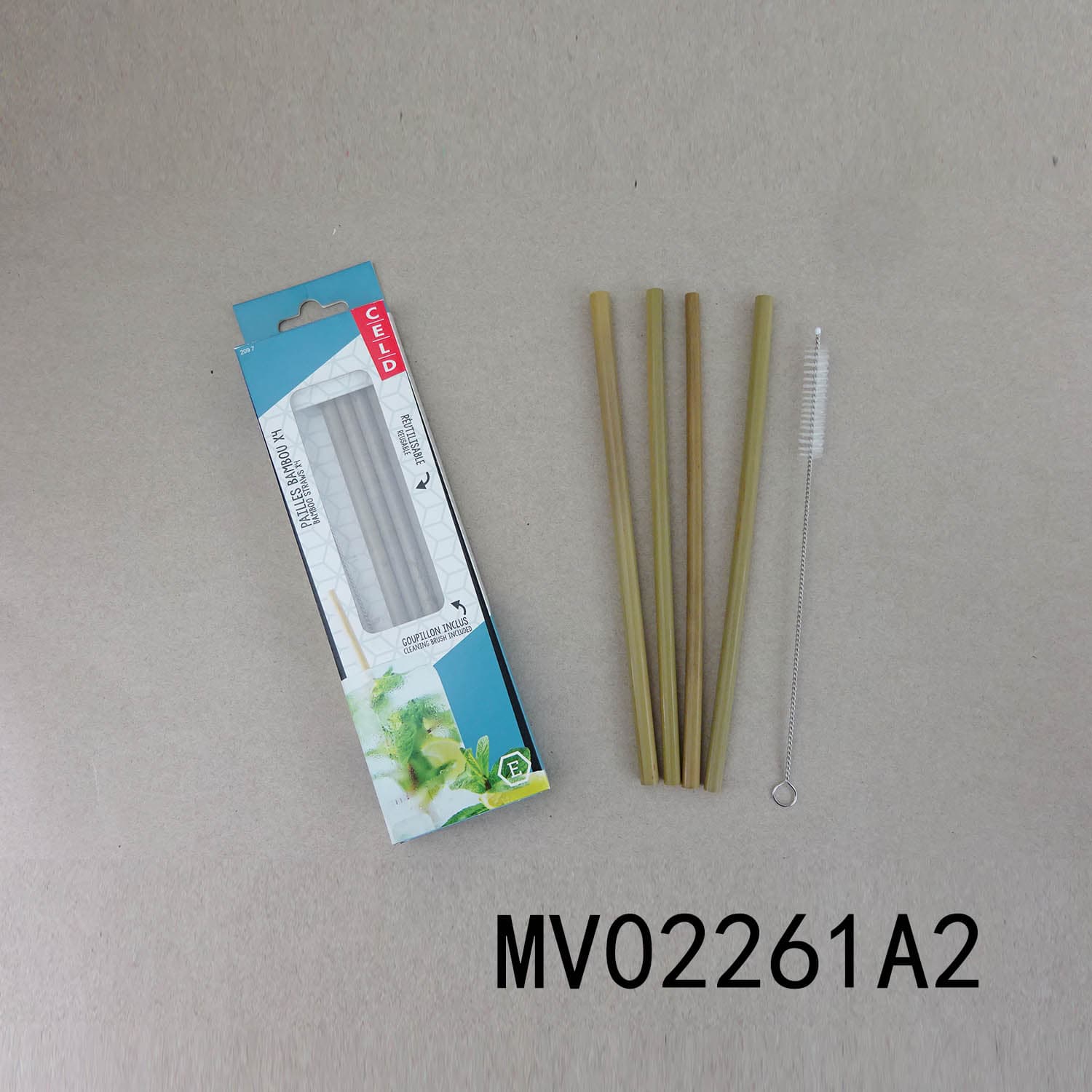 MV02261A2 Set Of 5 Pc Bamboo Straws Set In Color Box