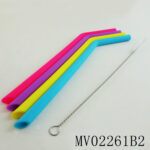 4Pcs Flexible Silicone Straws With Cleaning Brush
