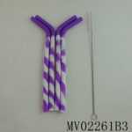 4Pcs Flexible Smoothie Silicone Straws W/Cleaning Brush