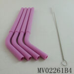 4Pcs Removable Smoothie Silicone Straws W/Cleaning Brush