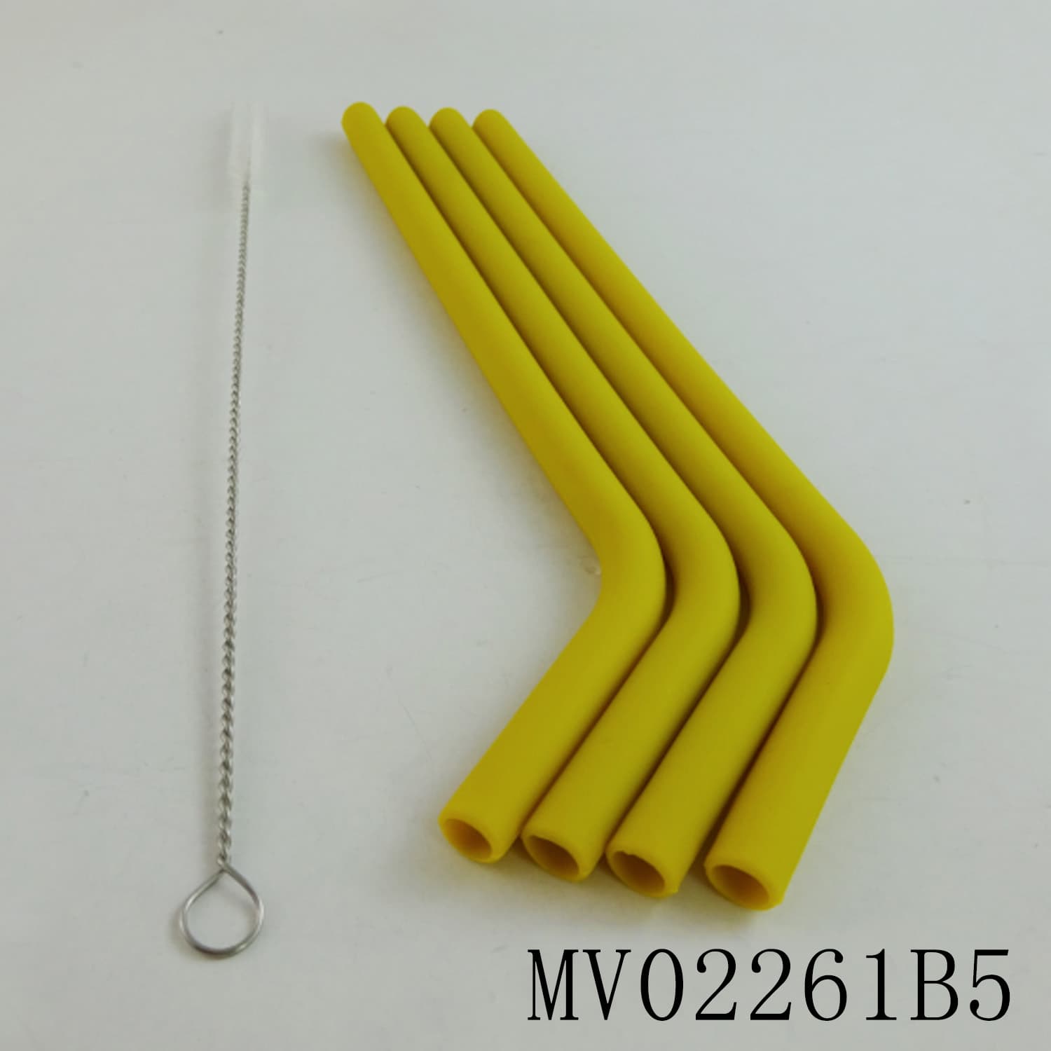 MV02261B5 4Pcs Flexible Folding Silicone Straws W/Cleaning Brush